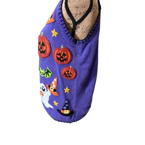 Vintage Tiara International Halloween Sweater Vest Women's S Purple - Picture 4 of 8